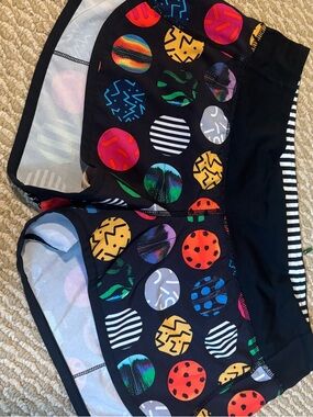 lululemon athletica Black Multicolor Dot Print Running Shorts